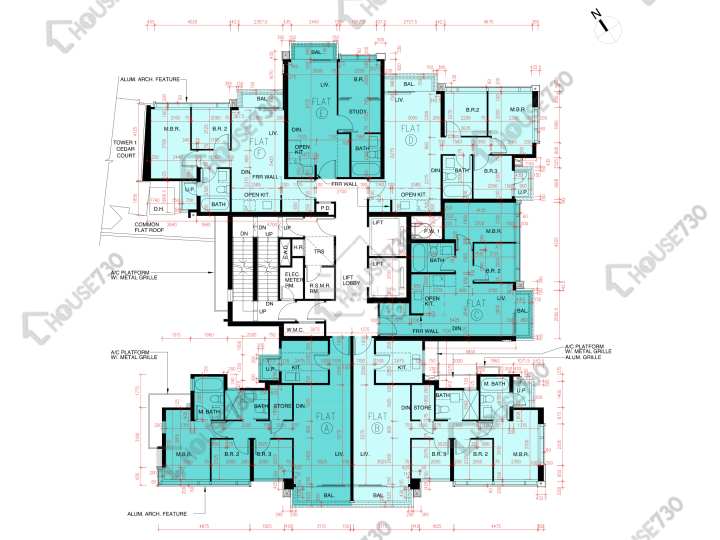 雲海 平面圖 雲海 1期 Cedar Court 2座 2樓 樓層平面圖 - House730