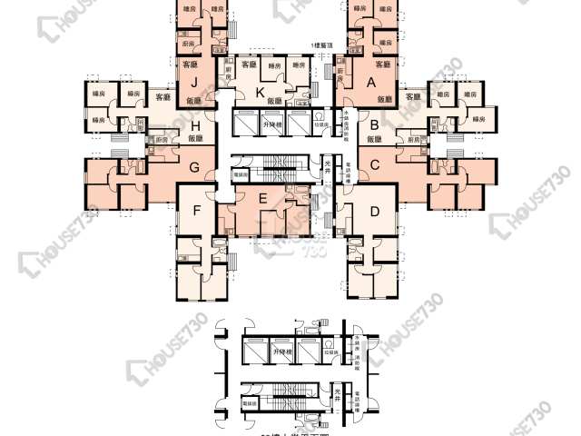 榮福中心 平面圖 榮福中心 1座 1-28樓 樓層平面圖 - House730