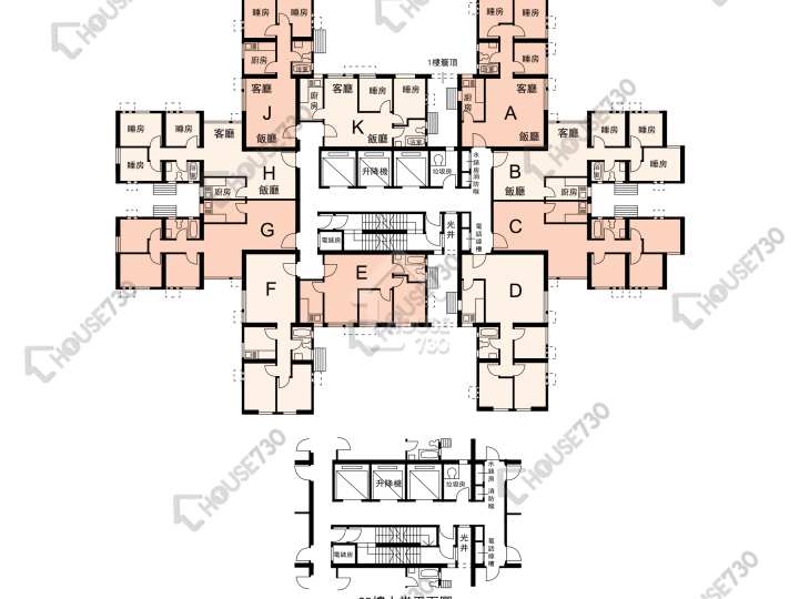 榮福中心 平面圖 榮福中心 1座 1-28樓 樓層平面圖 - House730