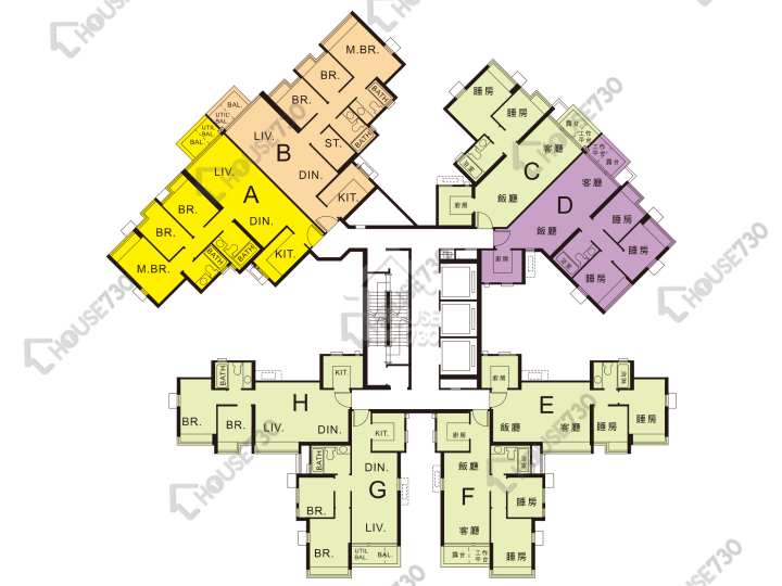 珀麗灣 平面圖 珀麗灣 3期 20座 5-13,15-23,25-31,32樓 樓層平面圖 - House730