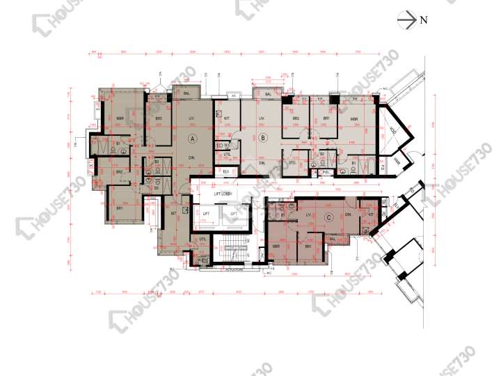 瓏璽 平面圖 瓏璽 6A座 39樓 樓層平面圖 - House730