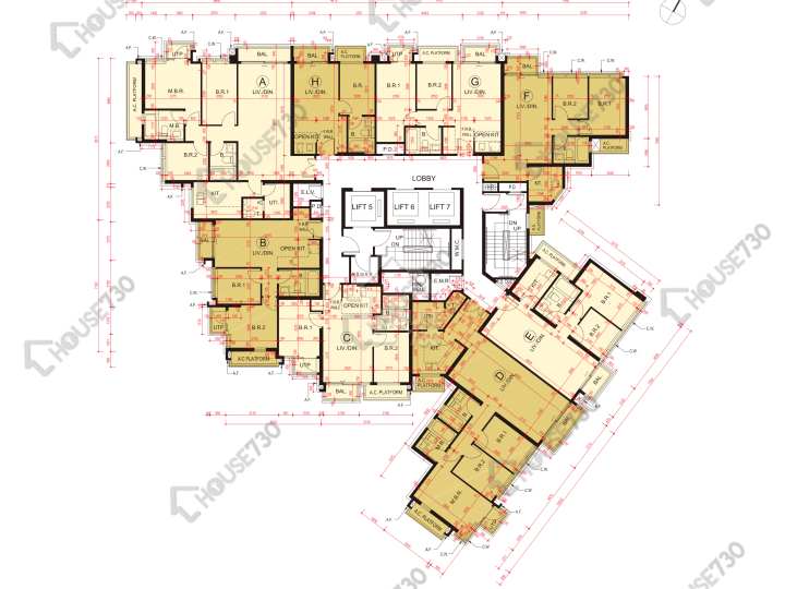 泓碧 平面圖 泓碧 2座 1樓 樓層平面圖 - House730