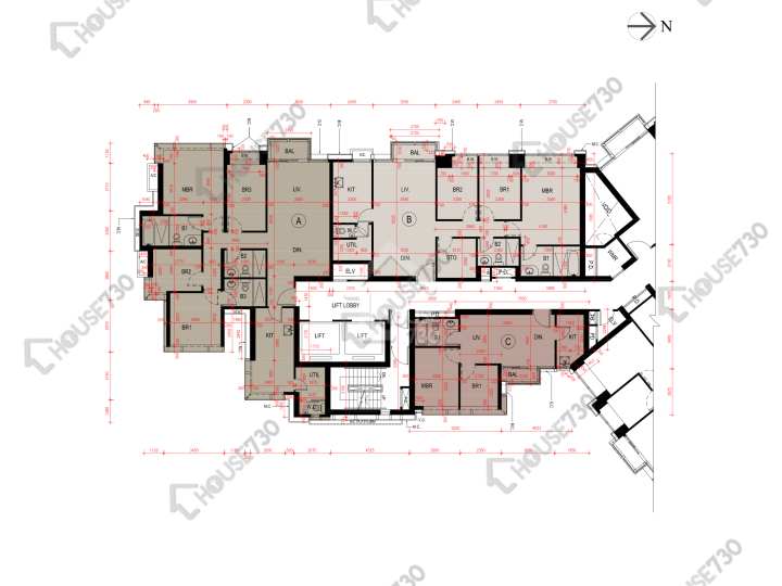 瓏璽 平面圖 瓏璽 6A座 26-33,35-37,38樓 樓層平面圖 - House730