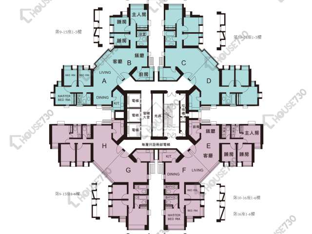 匯景花園 平面圖 匯景花園 10座 1-28樓 樓層平面圖 - House730