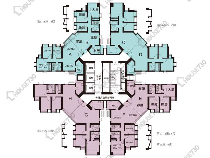 匯景花園 平面圖 匯景花園 10座 1-28樓 樓層平面圖 - House730