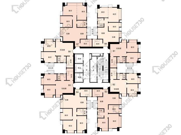 怡豐花園 平面圖 怡豐花園 B座 9-35樓 樓層平面圖 - House730