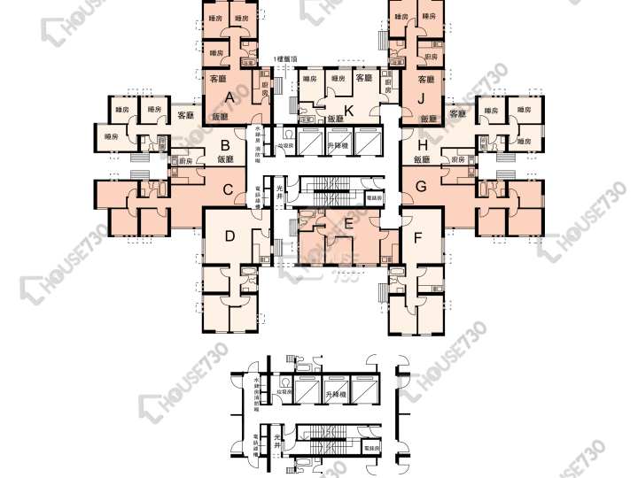 榮福中心 平面圖 榮福中心 4座 1-28樓 樓層平面圖 - House730
