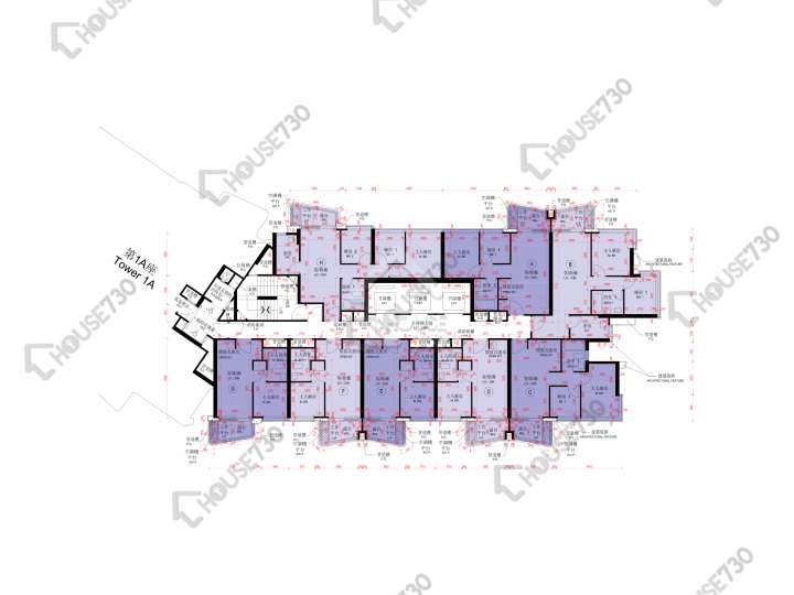 維港1號 平面圖 維港1號 1B座 2-3,5-12,15-23,25-33,35樓 樓層平面圖 - House730