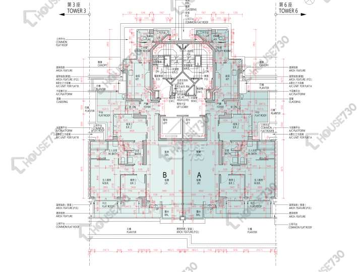 高爾夫.御苑 平面圖 高爾夫.御苑 5座 1樓 樓層平面圖 - House730