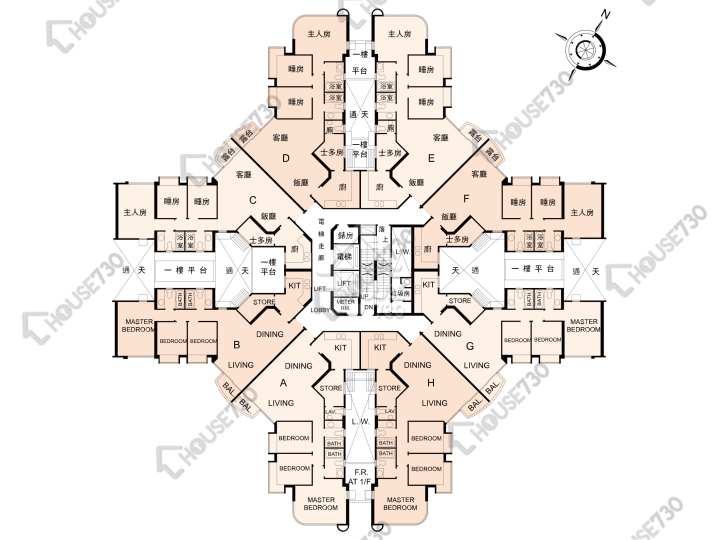 奕翠園 平面圖 奕翠園 7座 1-3,5-9,10樓 樓層平面圖 - House730