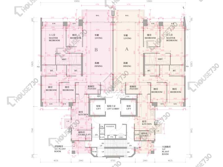 逸瓏灣 平面圖 逸瓏灣 II 大廈6座 2-3,5-12,15樓 樓層平面圖 - House730