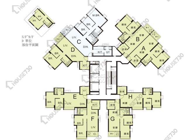珀麗灣 平面圖 珀麗灣 3期 19座 5-13,15-23,25-31,32樓 樓層平面圖 - House730