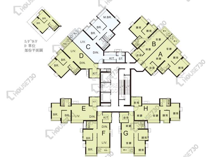 珀麗灣 平面圖 珀麗灣 3期 19座 5-13,15-23,25-31,32樓 樓層平面圖 - House730
