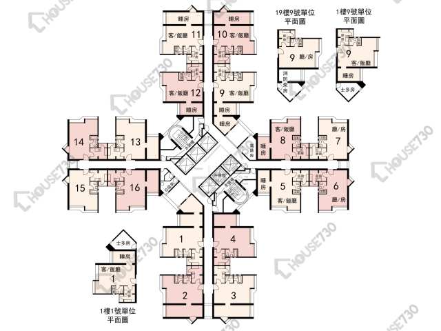 裕明苑 平面圖 裕明苑 裕昌閣 (B座) 1-38樓 樓層平面圖 - House730