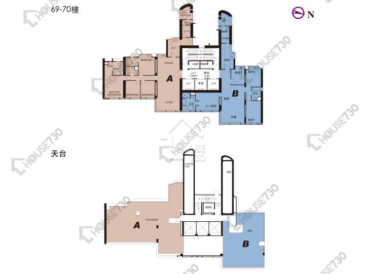 海名軒 平面圖 海名軒 2座 69-70樓 樓層平面圖 - House730