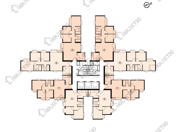 海濱花園 平面圖 海濱花園 海寧閣 (17座) 1-34樓 樓層平面圖 - House730