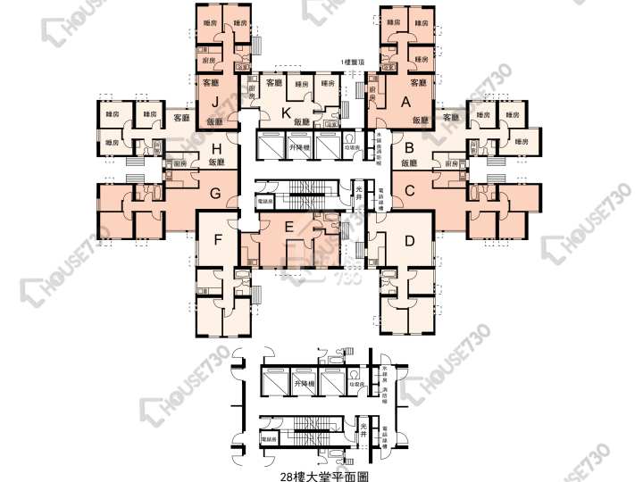 榮福中心 平面圖 榮福中心 5座 1-28樓 樓層平面圖 - House730