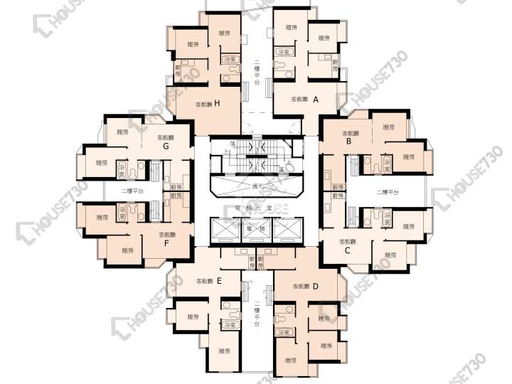 翠怡花園 平面圖 翠怡花園 1期 1座 2-13樓 樓層平面圖 - House730