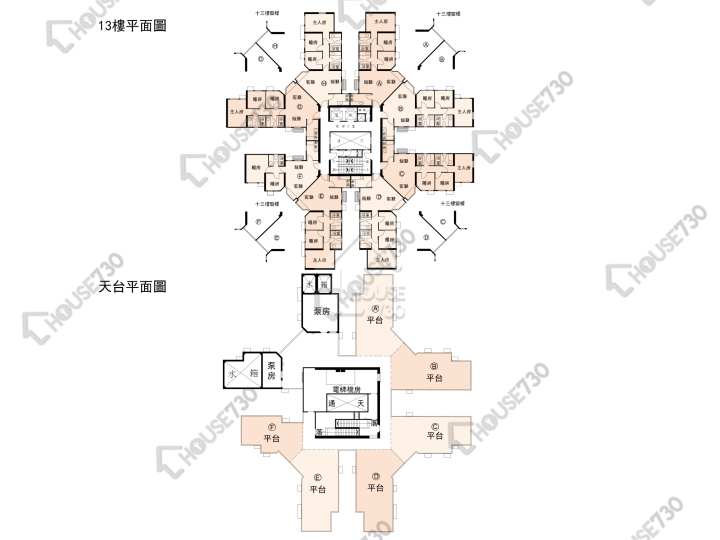 蔚翠花園 平面圖 蔚翠花園 5座 13樓 樓層平面圖 - House730