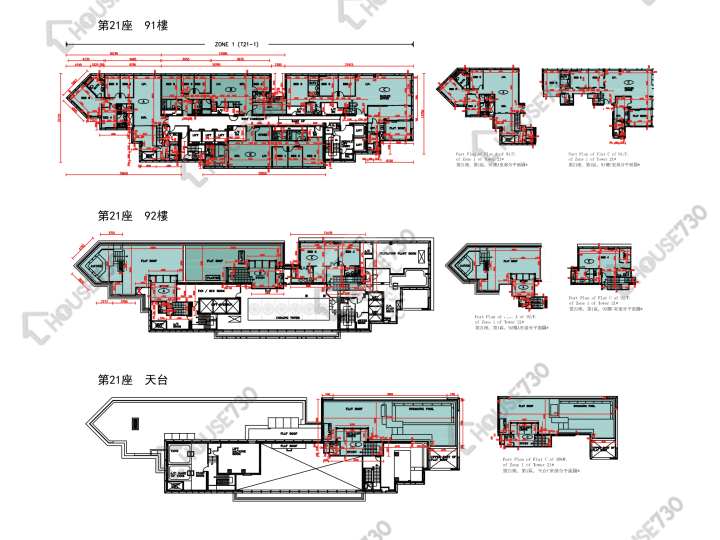 天璽 平面圖 天璽 21座 - 1區 (日鑽) 91樓 樓層平面圖 - House730