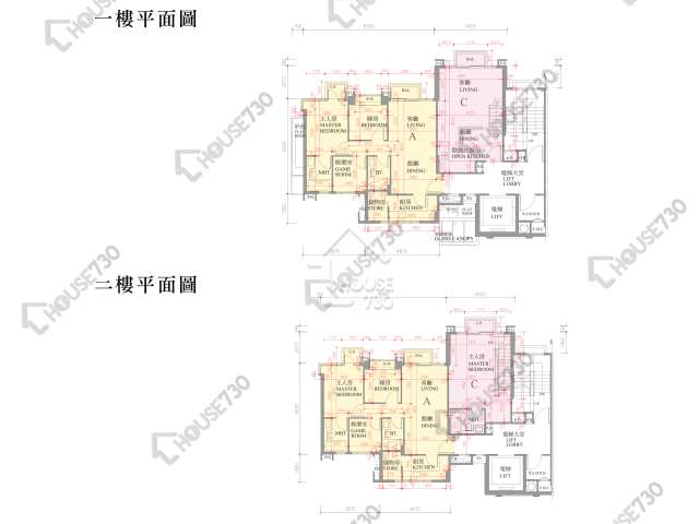 逸瓏灣 平面圖 逸瓏灣 II 低座1座 1-2樓 樓層平面圖 - House730