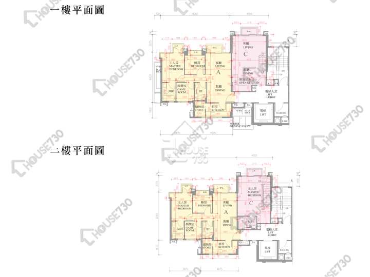 逸瓏灣 平面圖 逸瓏灣 II 低座1座 1-2樓 樓層平面圖 - House730