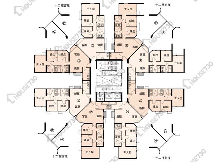蔚翠花園 平面圖 蔚翠花園 2座 1-3,5-11,12樓 樓層平面圖 - House730