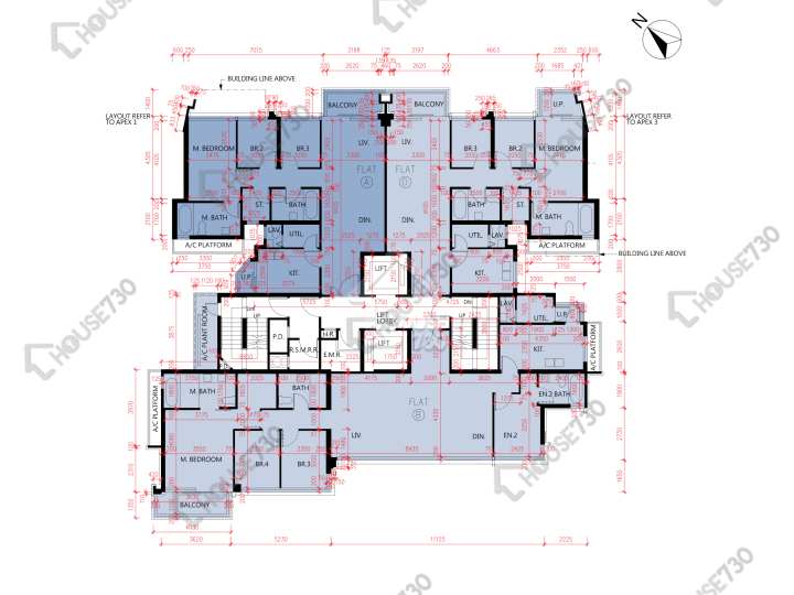 雲端 平面圖 雲端 Apex 2座 3樓 樓層平面圖 - House730