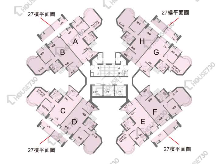 景峰豪庭 平面圖 景峰豪庭 1座 3,5-13,15-23,25-26,27樓 樓層平面圖 - House730