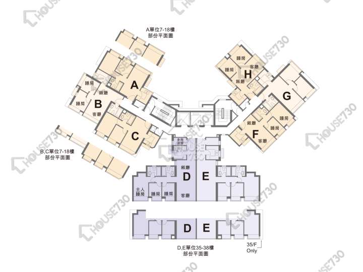 盈暉臺 平面圖 盈暉臺 3座 6-12,15-23,25-33,35-37,38樓 樓層平面圖 - House730