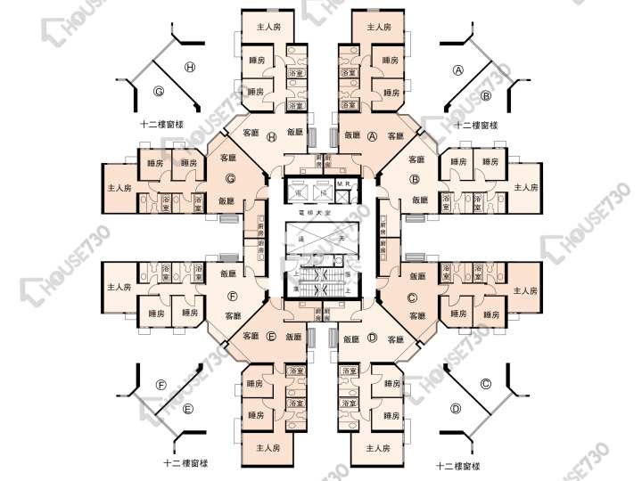 蔚翠花園 平面圖 蔚翠花園 4座 1-3,5-11,12樓 樓層平面圖 - House730