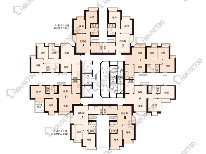 翠怡花園 平面圖 翠怡花園 2期 9座 14-36樓 樓層平面圖 - House730