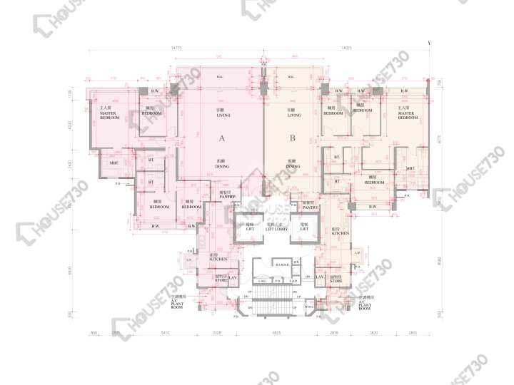 逸珑湾 平面图 逸珑湾 I 大厦3座 2-3,5-8,9楼 楼层平面图 - House730