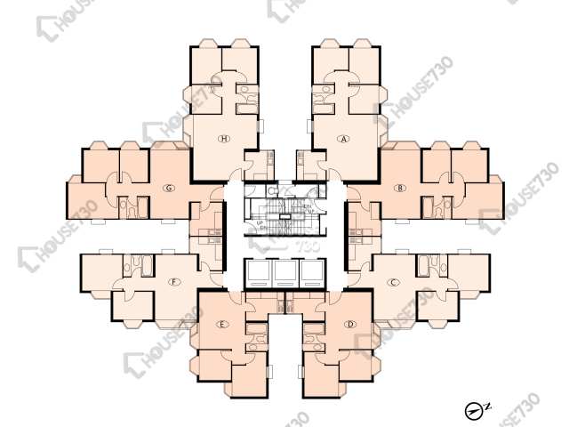 海濱花園 平面圖 海濱花園 海妍閣 (21座) 1-30樓 樓層平面圖 - House730