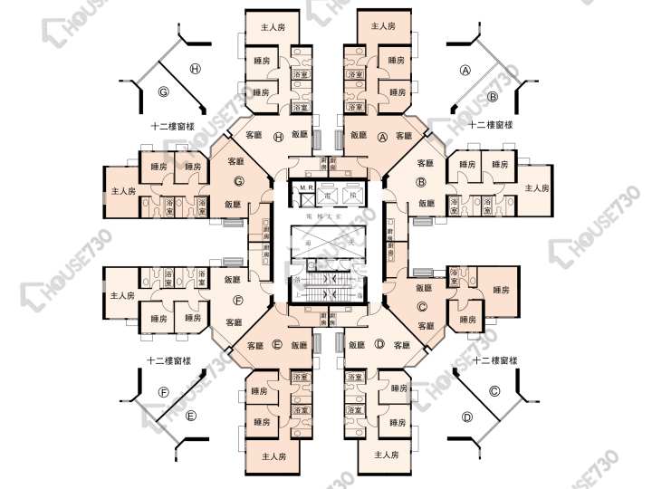 蔚翠花園 平面圖 蔚翠花園 3座 1-3,5-11,12樓 樓層平面圖 - House730