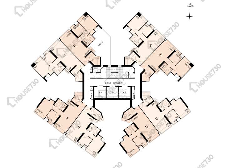帝后華庭 平面圖 帝后華庭 3座 5-12,15-22,23樓 樓層平面圖 - House730