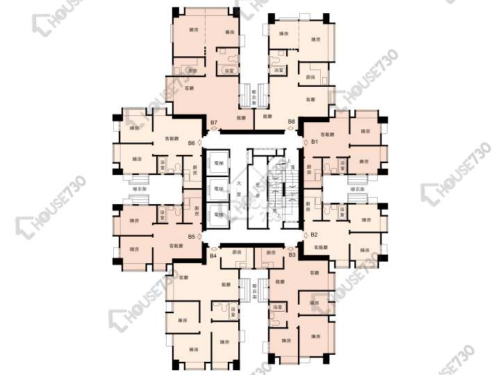 怡豐花園 平面圖 怡豐花園 B座 3-8樓 樓層平面圖 - House730
