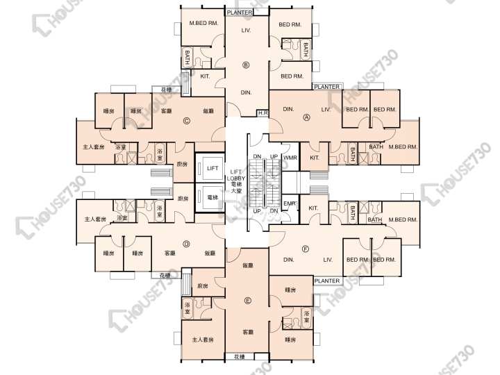 又一居 平面圖 又一居 4座 1-6樓 樓層平面圖 - House730