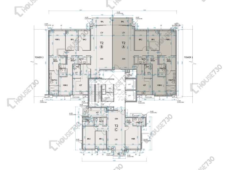 朗濤 平面圖 朗濤 2座 7-12樓 樓層平面圖 - House730