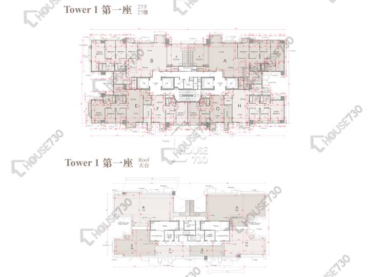 溱柏 平面圖 溱柏 1座 27樓 樓層平面圖 - House730