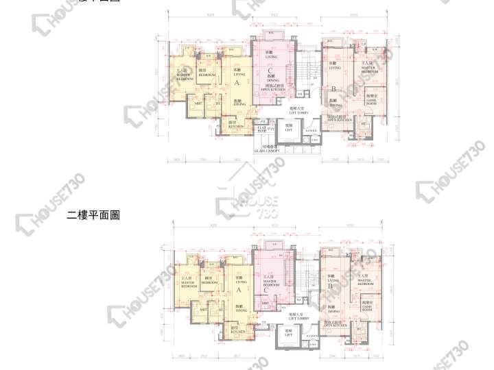 逸瓏灣 平面圖 逸瓏灣 II 低座3座 1-2樓 樓層平面圖 - House730