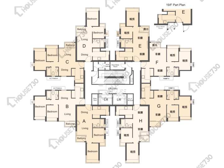原築 平面圖 原築 3座 5-13,15-18,19樓 樓層平面圖 - House730