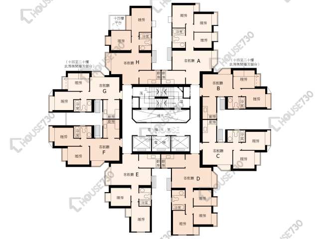 翠怡花園 平面圖 翠怡花園 1期 1座 14-38樓 樓層平面圖 - House730