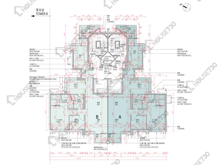 高爾夫.御苑 平面圖 高爾夫.御苑 9座 2-3,5-12,15-22,23樓 樓層平面圖 - House730