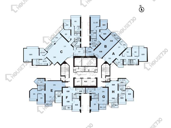 藍天海岸 平面圖 藍天海岸 3期 影岸‧紅 A座 (7座) 63樓 樓層平面圖 - House730