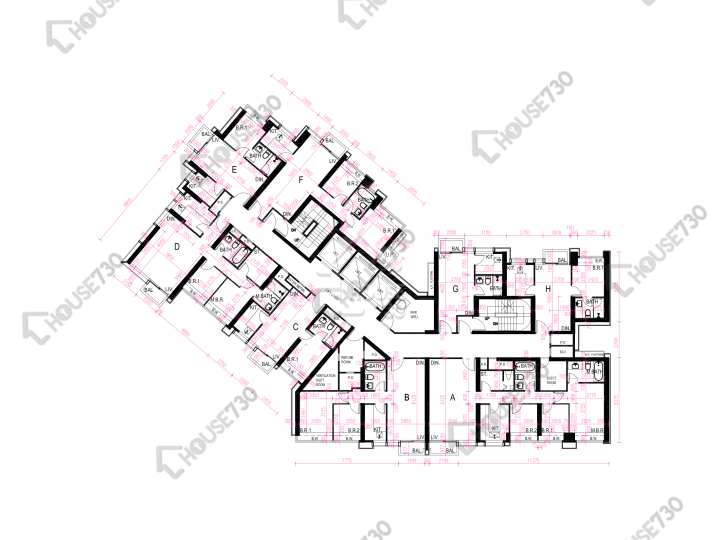 昇御門 平面圖 昇御門 1座 5-12,15樓 樓層平面圖 - House730