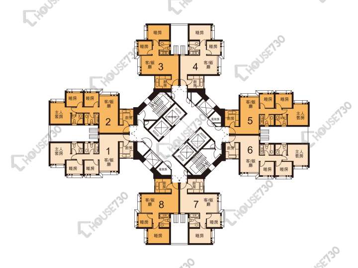 天盛苑 平面圖 天盛苑 盛譽閣 (P座) 1-40樓 樓層平面圖 - House730
