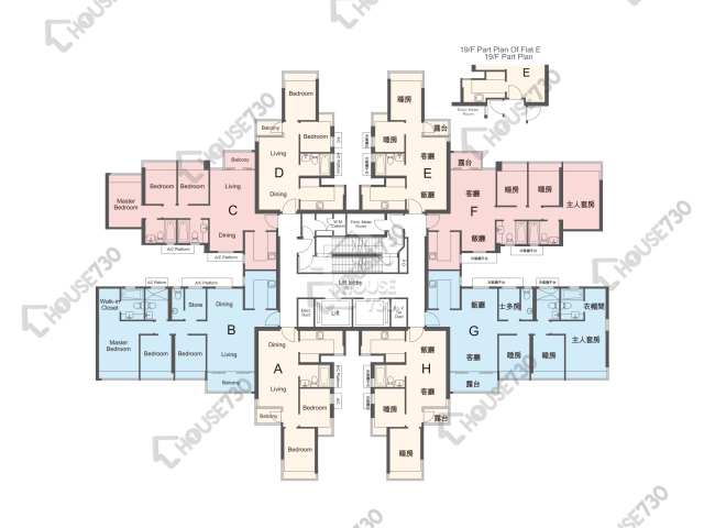 原築 平面圖 原築 1座 2-3,5-13,15-18,19樓 樓層平面圖 - House730