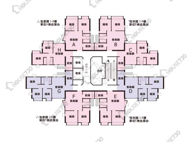 粉嶺名都 平面圖 粉嶺名都 嘉蘭閣 (3座) 1-6樓 樓層平面圖 - House730