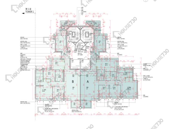 高爾夫.御苑 平面圖 高爾夫.御苑 2座 15-23,25-26,27樓 樓層平面圖 - House730